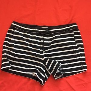 White and black striped shorts